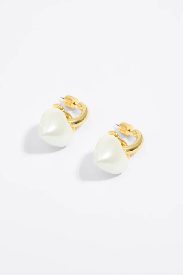 Hoop Earrings With A Pearl Heart Gold Women Bimba Y Lola Earrings Hoop Earrings With A Pearl Heart Gold Women Bimba Y Lola Earrings