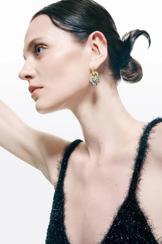 Hoop Earrings With Multicolored Crystal Heart Gold Women Bimba Y Lola Jewelry