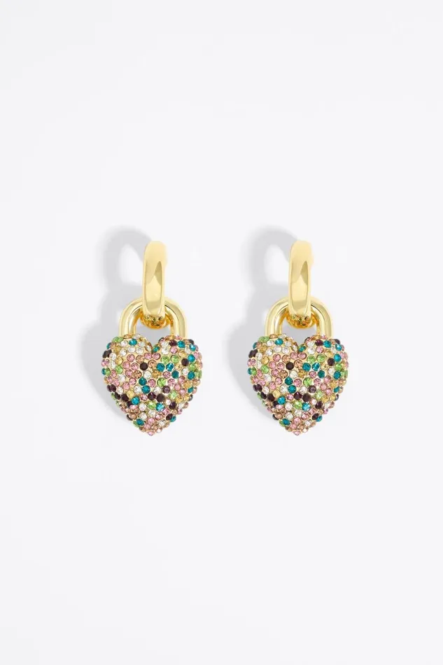Hoop Earrings With Multicolored Crystal Heart Gold Women Bimba Y Lola Jewelry