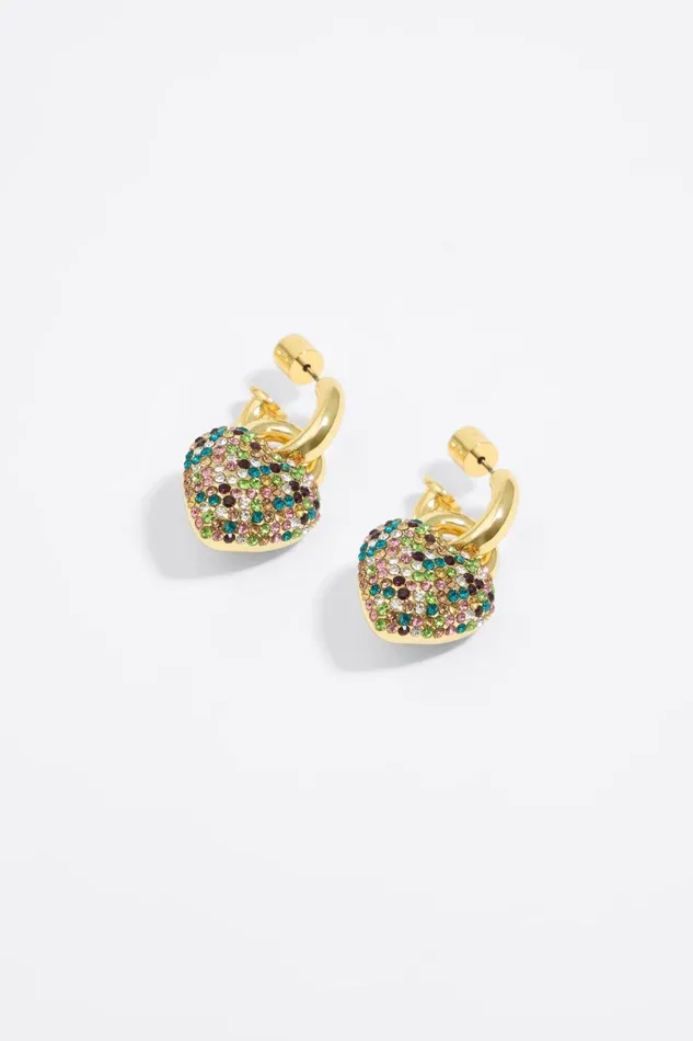 Hoop Earrings With Multicolored Crystal Heart Gold Women Bimba Y Lola Jewelry
