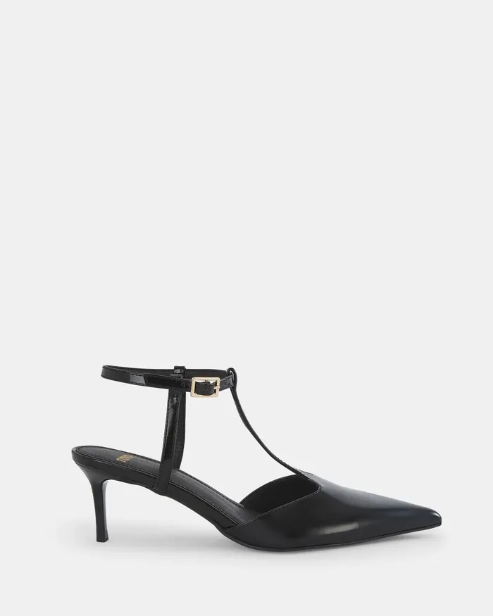INVERGIO Black Patent Closed Toe Heels Stilettos NOVO Shoes Women