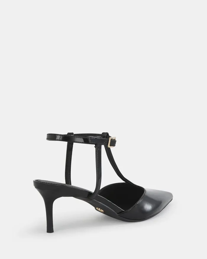 INVERGIO Black Patent Closed Toe Heels Stilettos NOVO Shoes Women