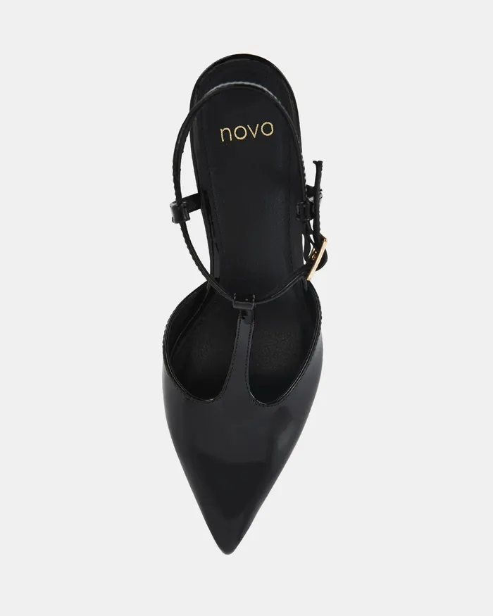 INVERGIO Black Patent Closed Toe Heels Stilettos NOVO Shoes Women