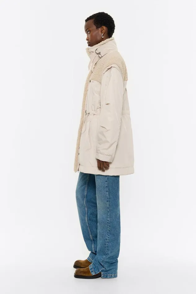 Ivory Padded Faux Shearling Jacket Ivory Women Bimba Y Lola Puffer Jackets