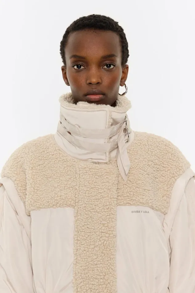 Ivory Padded Faux Shearling Jacket Ivory Women Bimba Y Lola Puffer Jackets