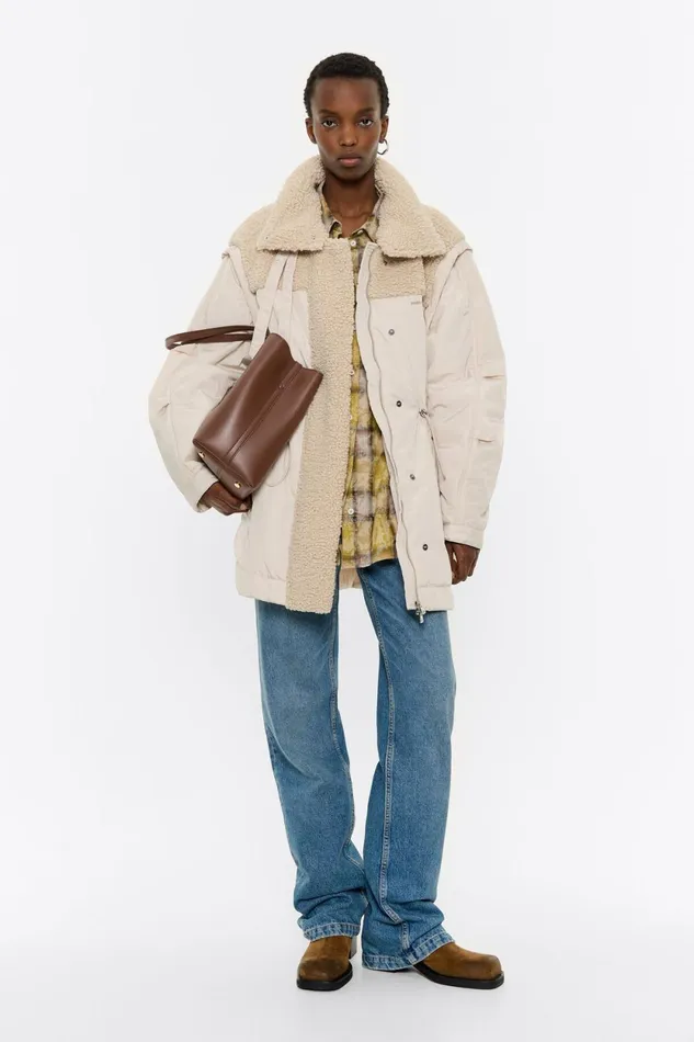 Ivory Padded Faux Shearling Jacket Ivory Women Bimba Y Lola Puffer Jackets