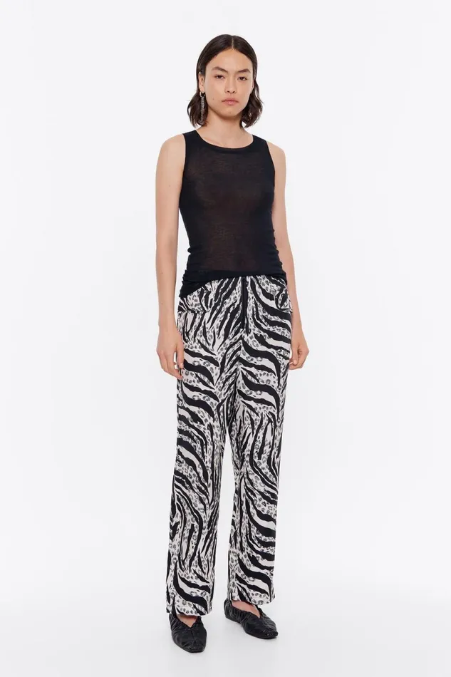 Ivory Zebra Fluid Trousers Zebra Ivory Women Bimba Y Lola Trousers