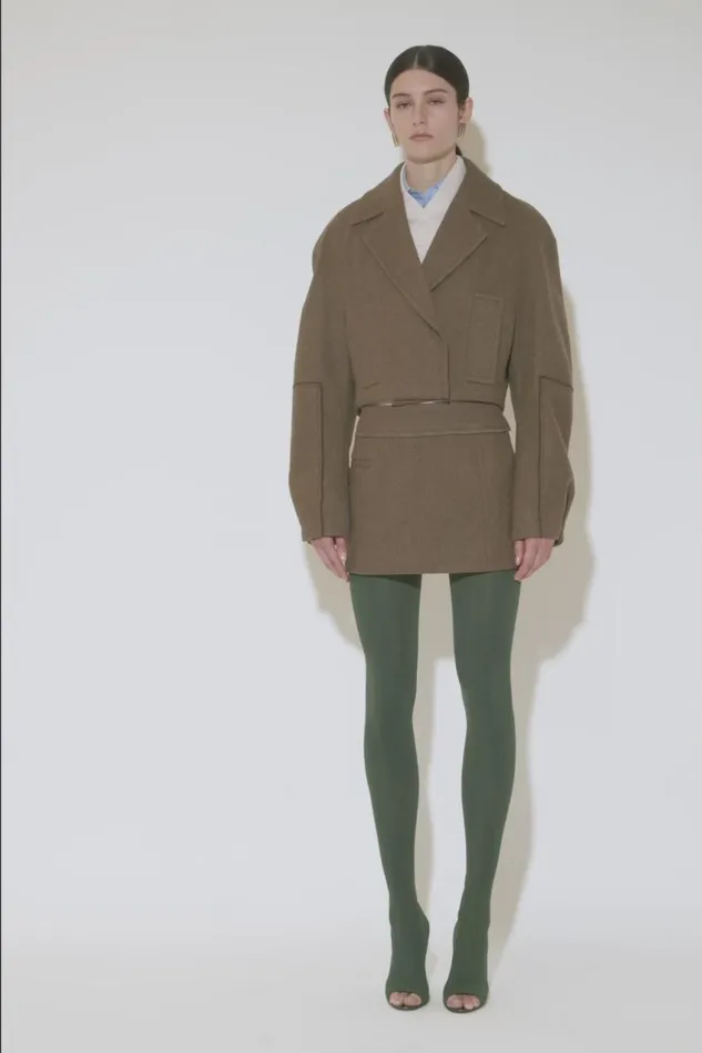 Jackets and Coats Women Victoria Beckham Cropped Pea Coat In Khaki