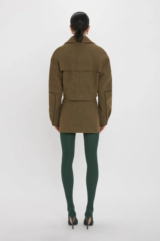 Jackets and Coats Women Victoria Beckham Cropped Pea Coat In Khaki