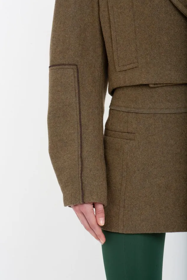 Jackets and Coats Women Victoria Beckham Cropped Pea Coat In Khaki