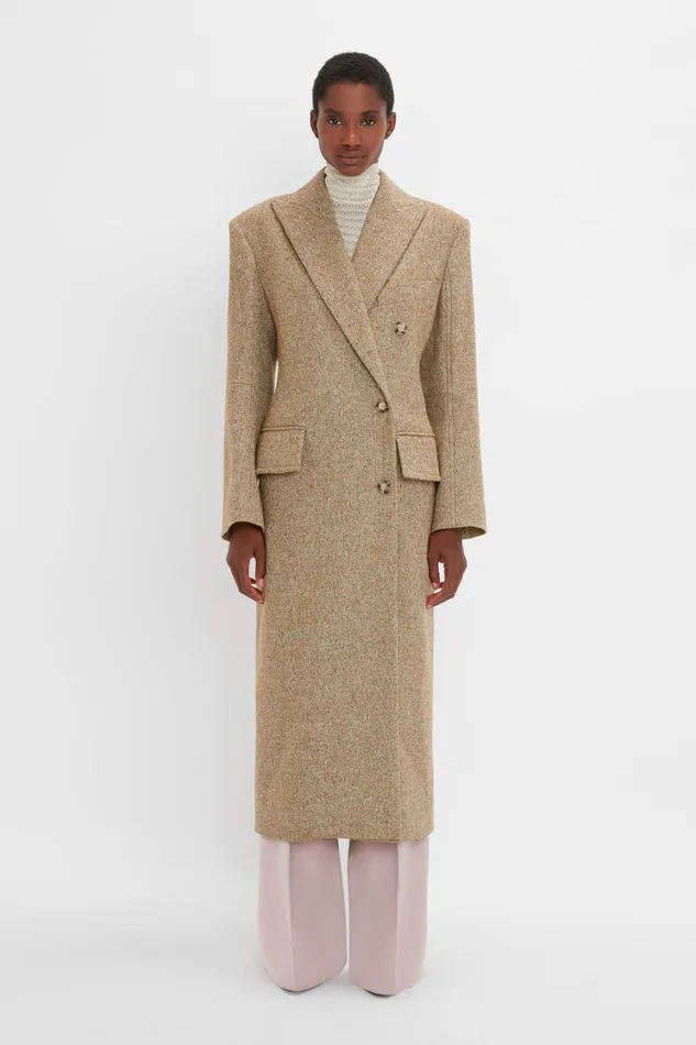 Jackets and Coats Women Victoria Beckham Exclusive Waisted Tailored Coat In Flax