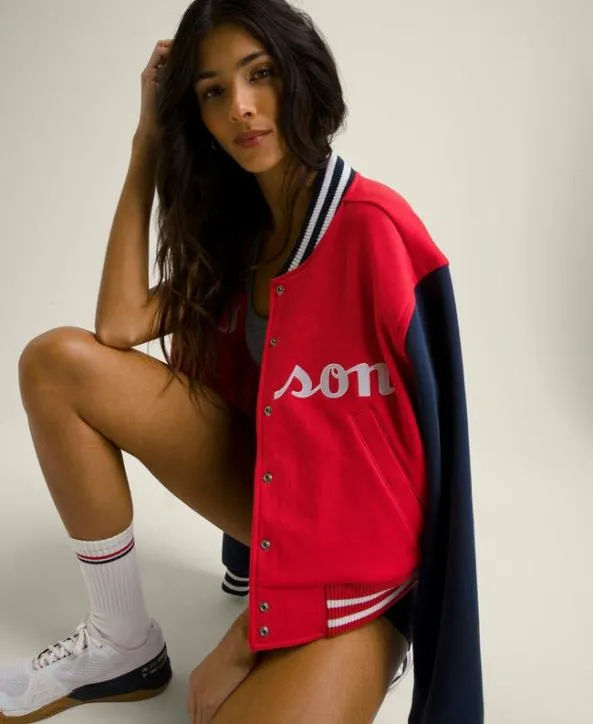 Jackets and Vests Women Wilson Hudson Cropped Varsity Bomber Wilson Red
