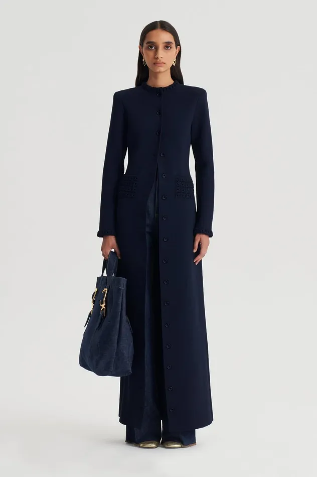 Jackets Women Scanlan Theodore CREPE KNIT DAISY COAT Navy
