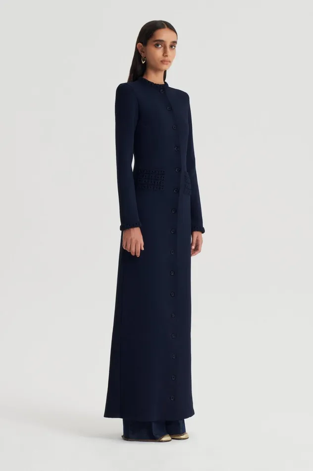 Jackets Women Scanlan Theodore CREPE KNIT DAISY COAT Navy