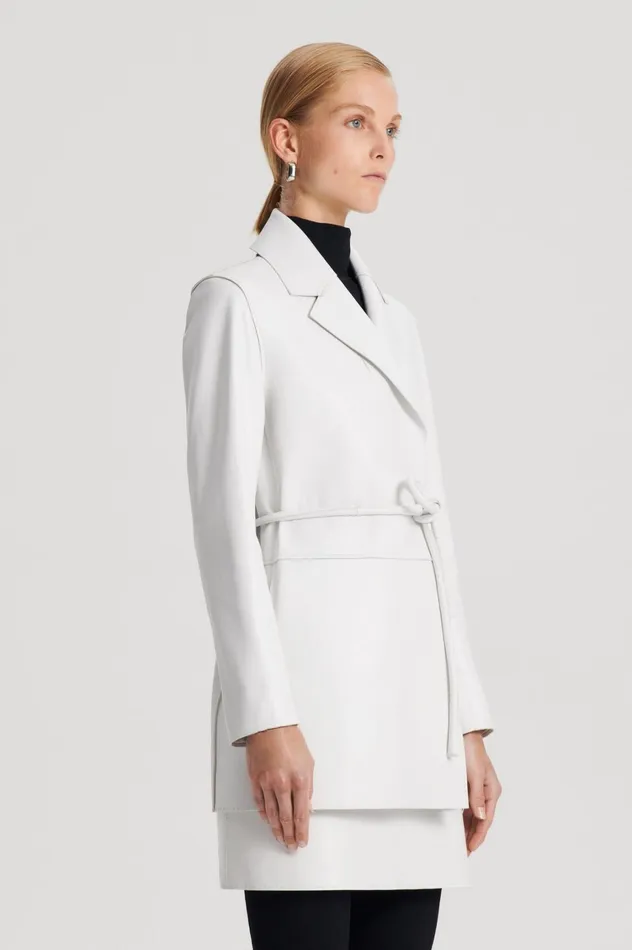 Jackets Women Scanlan Theodore LEATHER BONDED JACKET White
