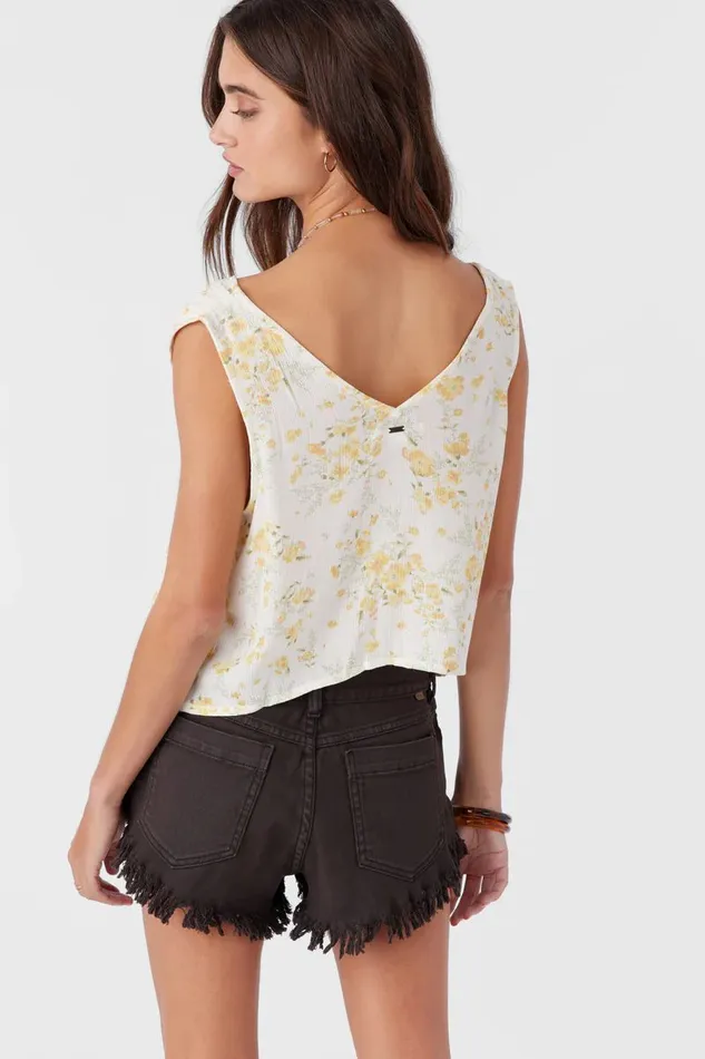 JADEN TATIANNA FLORAL TIEFRONT TOP White Women O039NEILL Clothing