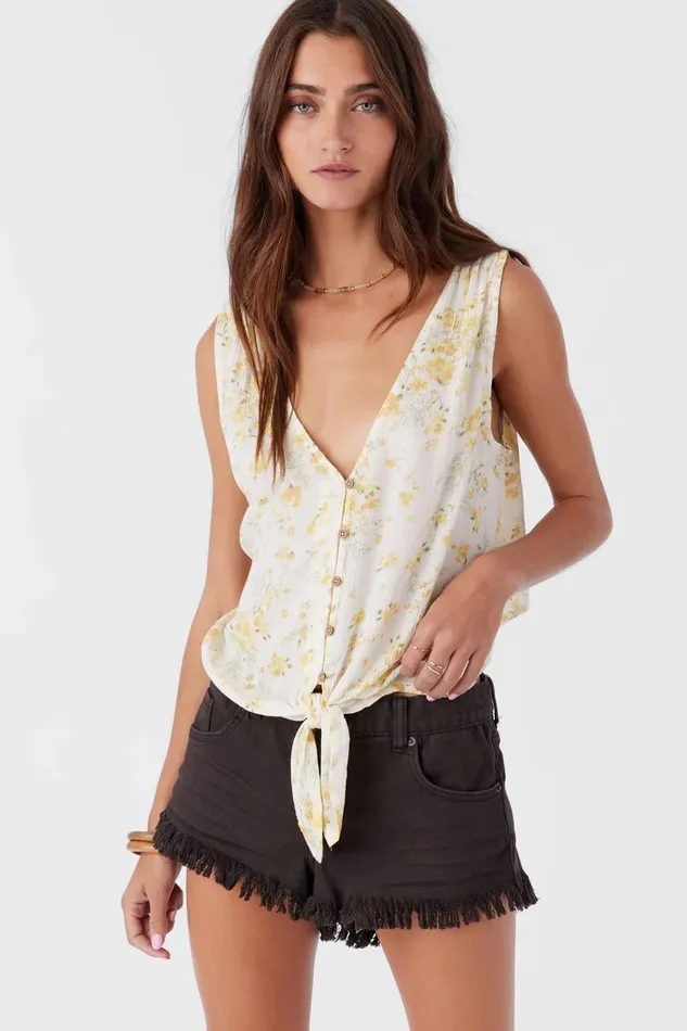 JADEN TATIANNA FLORAL TIEFRONT TOP White Women O039NEILL Clothing