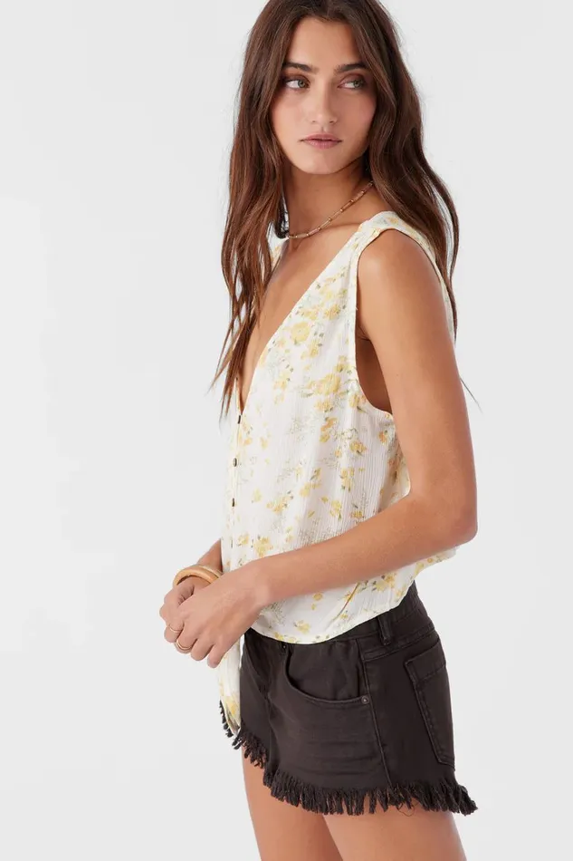 JADEN TATIANNA FLORAL TIEFRONT TOP White Women O039NEILL Clothing