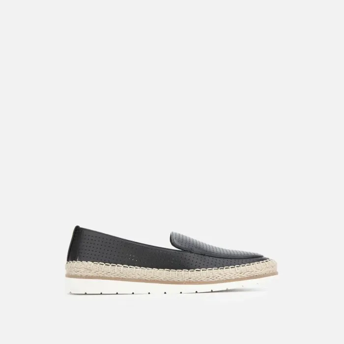 Jaxx Perforated Leather Espadrille Loafer Black Women Kenneth Cole Flats