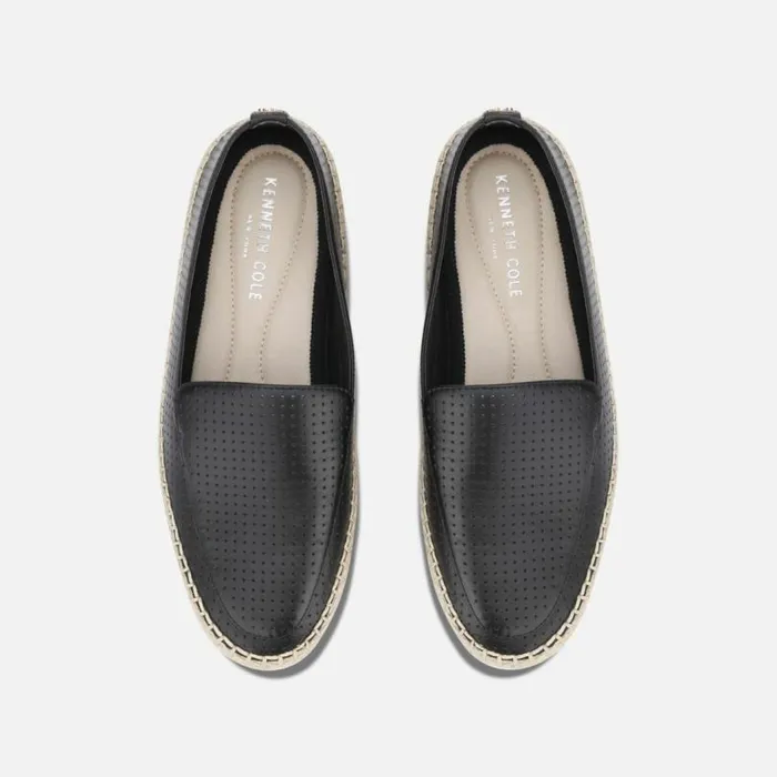 Jaxx Perforated Leather Espadrille Loafer Black Women Kenneth Cole Flats