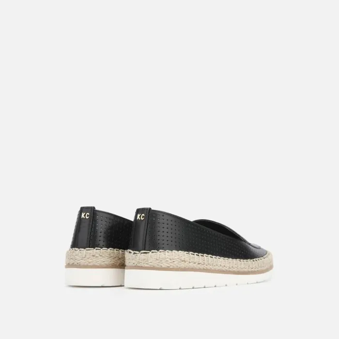 Jaxx Perforated Leather Espadrille Loafer Black Women Kenneth Cole Flats