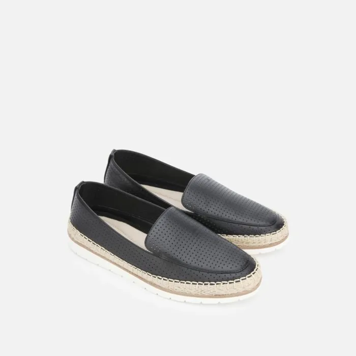 Jaxx Perforated Leather Espadrille Loafer Black Women Kenneth Cole Flats