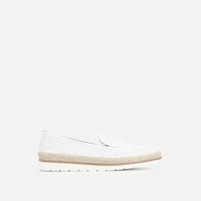 Jaxx Perforated Leather Espadrille Loafer White Women Kenneth Cole Flats