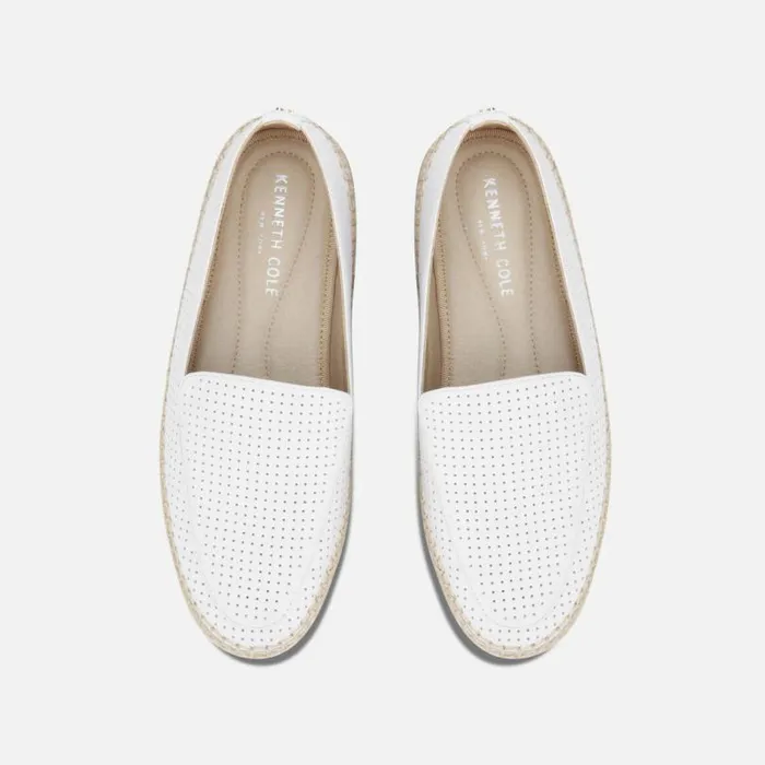 Jaxx Perforated Leather Espadrille Loafer White Women Kenneth Cole Flats