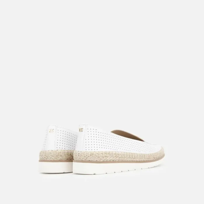 Jaxx Perforated Leather Espadrille Loafer White Women Kenneth Cole Flats
