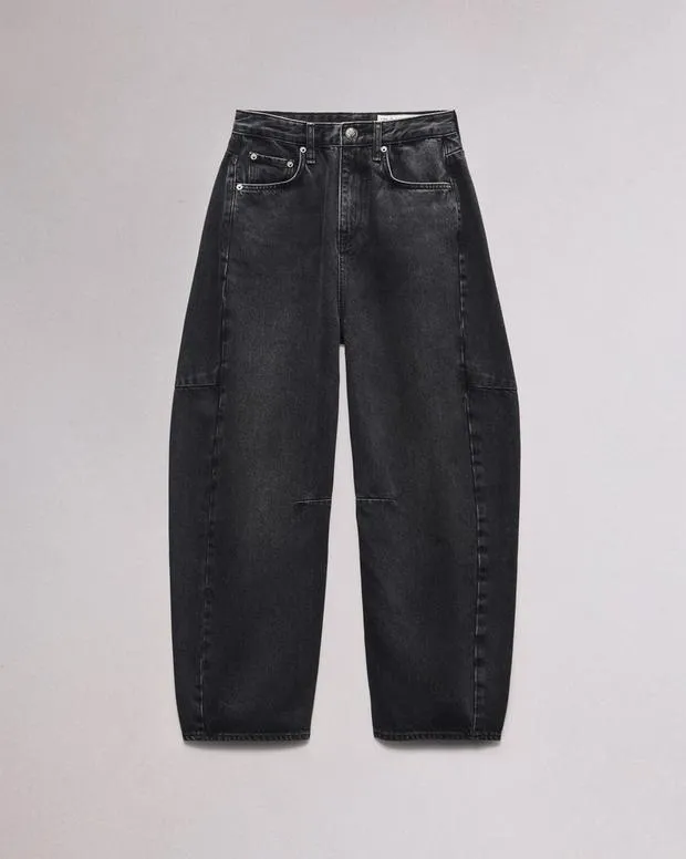 Jeans Women Rag and Bone Charlie BarrelLeg Jean Lightweight Rigid Denim Black Stone