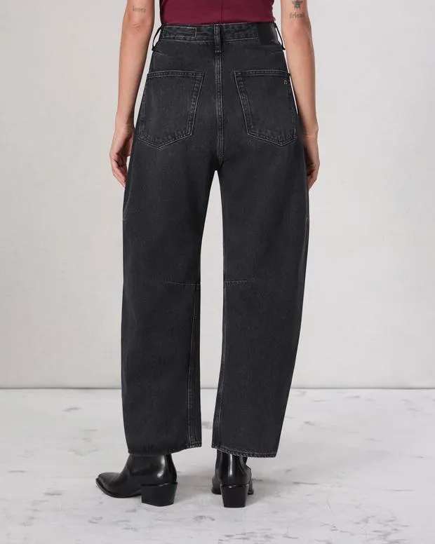 Jeans Women Rag and Bone Charlie BarrelLeg Jean Lightweight Rigid Denim Black Stone