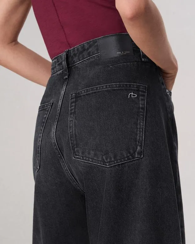 Jeans Women Rag and Bone Charlie BarrelLeg Jean Lightweight Rigid Denim Black Stone