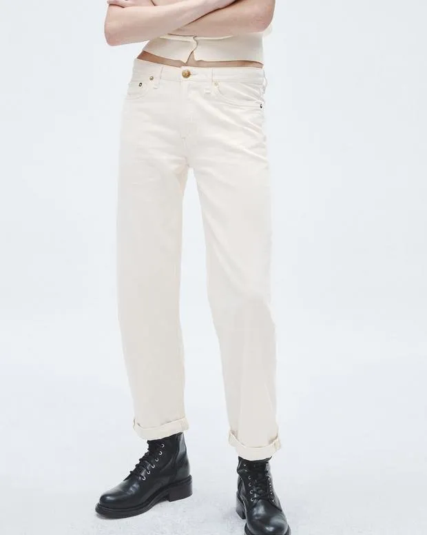 Jeans Women Rag and Bone Featherweight Baggy Dre Jean Featherweight Denim Ecru