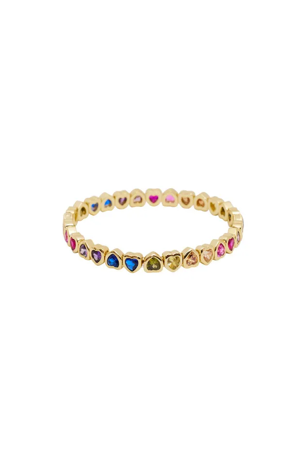 Jewelry Women LoveShackFancy Erin Wachs Small Heart Stretch Bracelet Multi