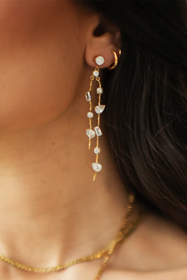 Jewelry Women LoveShackFancy Luna Asymmetrical Drop Earrings By Evie Jewelry Gold