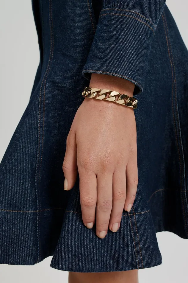 Jewelry Women Scanlan Theodore CHUNKY FLAT CHAIN BRACELET Lightgold