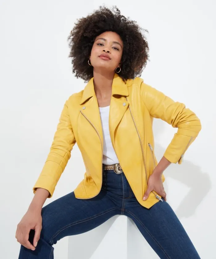 Joe Browns Coats and Jackets Women Kiara Leather Jacket Yellow