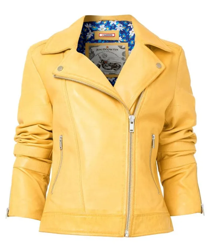 Joe Browns Coats and Jackets Women Kiara Leather Jacket Yellow Joe Browns Coats and Jackets Women Kiara Leather Jacket Yellow