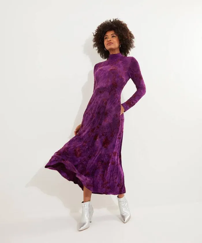 Joe Browns Dresses Women Truly Remarkable Flocked Jersey Dress Purple