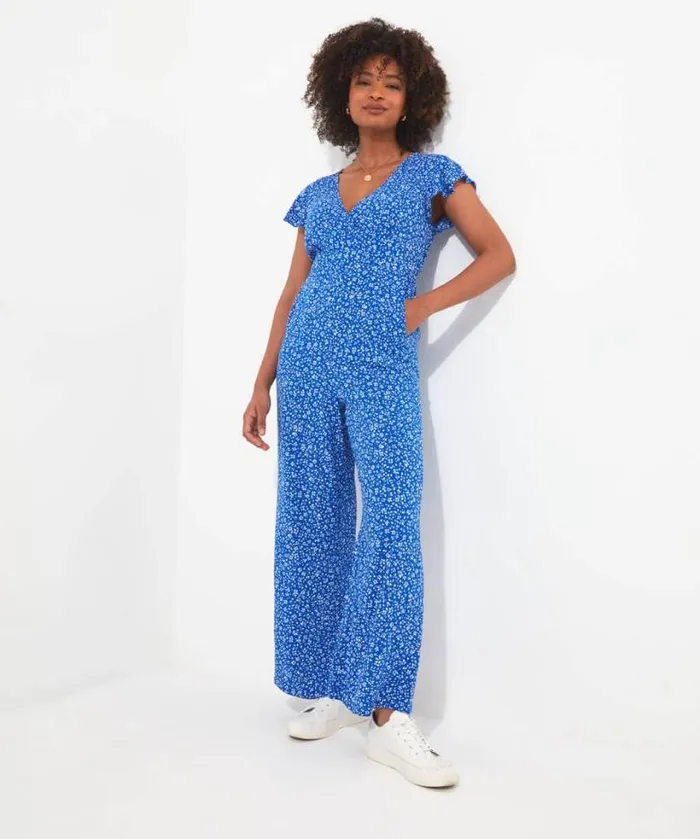 Joe Browns Jeans and Trousers Women Ditsy Dreams Jumpsuit Blue