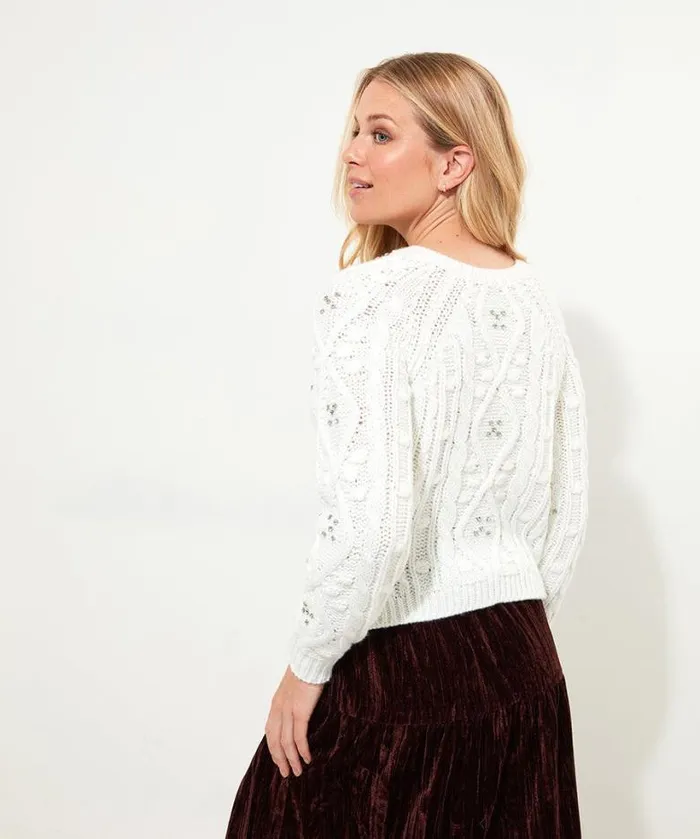 Joe Browns Knitwear and Cardigans Women Robyn Embellished MultiWay Knit Cream Joe Browns Knitwear and Cardigans Women Robyn Embellished MultiWay Knit Cream
