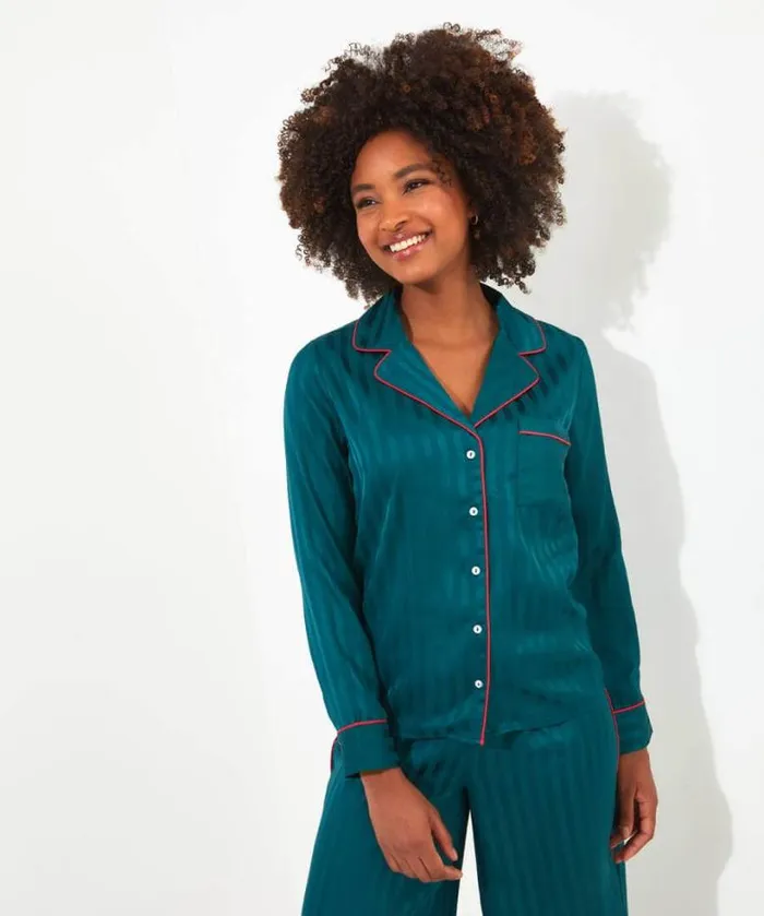 Joe Browns Loungewear and Pyjamas Women Satin Stripe Pyjama Top Teal
