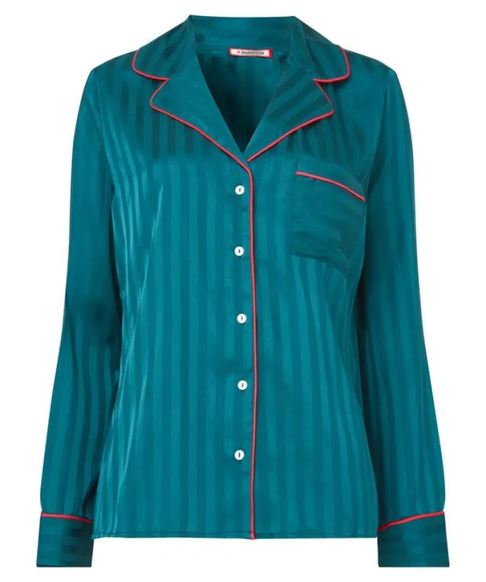 Joe Browns Loungewear and Pyjamas Women Satin Stripe Pyjama Top Teal Joe Browns Loungewear and Pyjamas Women Satin Stripe Pyjama Top Teal