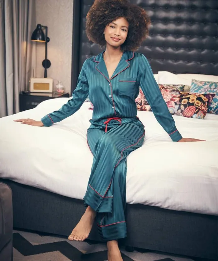 Joe Browns Loungewear and Pyjamas Women Satin Stripe Pyjama Top Teal Joe Browns Loungewear and Pyjamas Women Satin Stripe Pyjama Top Teal