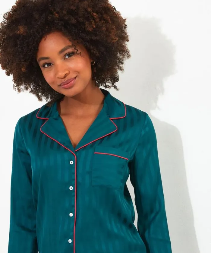 Joe Browns Loungewear and Pyjamas Women Satin Stripe Pyjama Top Teal Joe Browns Loungewear and Pyjamas Women Satin Stripe Pyjama Top Teal