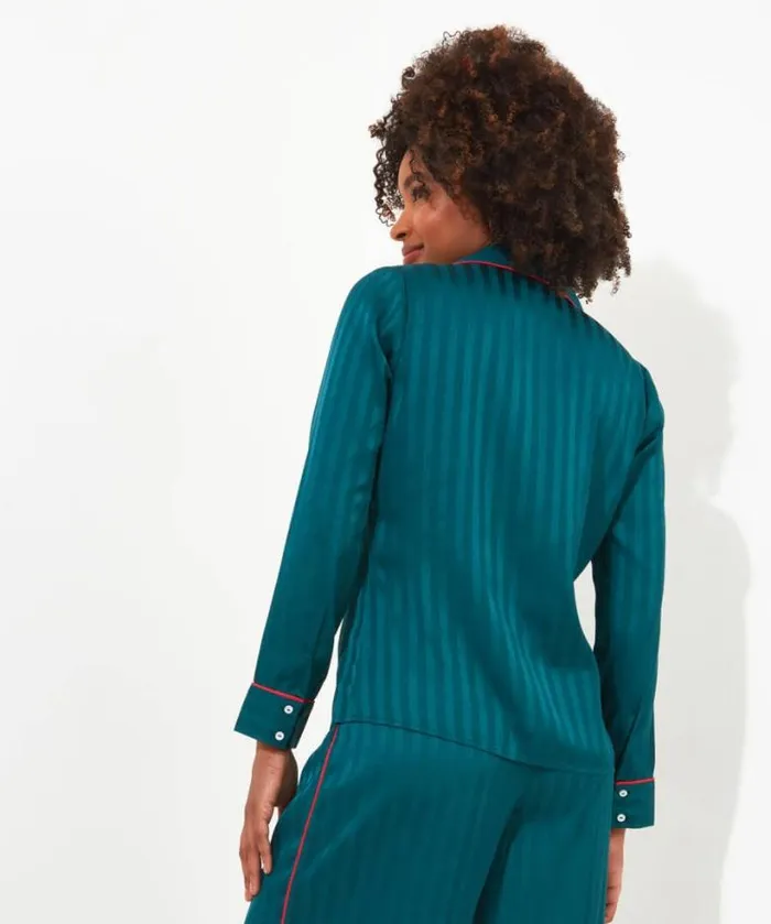 Joe Browns Loungewear and Pyjamas Women Satin Stripe Pyjama Top Teal Joe Browns Loungewear and Pyjamas Women Satin Stripe Pyjama Top Teal