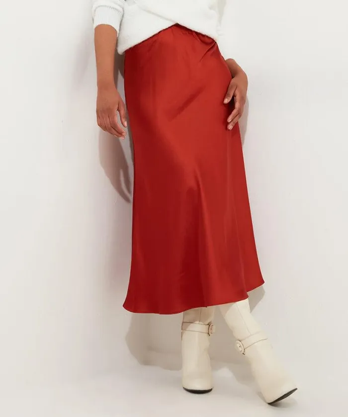 Joe Browns Skirts Women Autumn Days Satin Skirt Rust