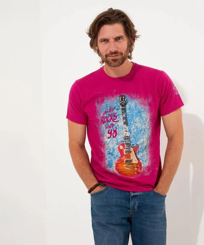 Joe Browns TShirts and Tops Men Ice Guitar Tee Pink