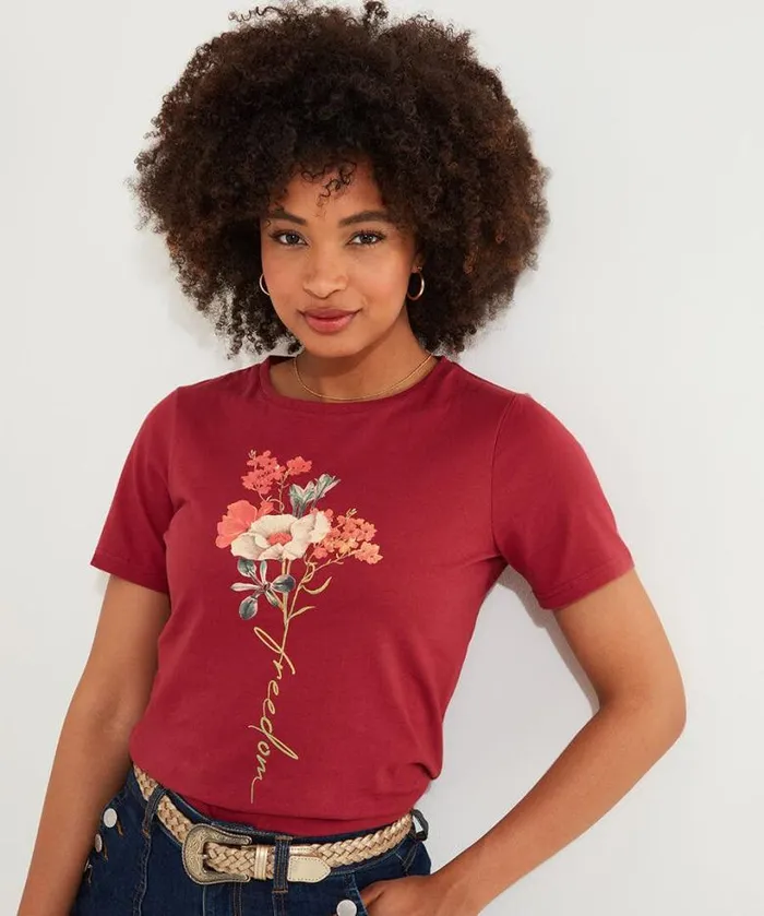Joe Browns Tops Tunics and Blouses Women Autumn Florals TShirt Berry