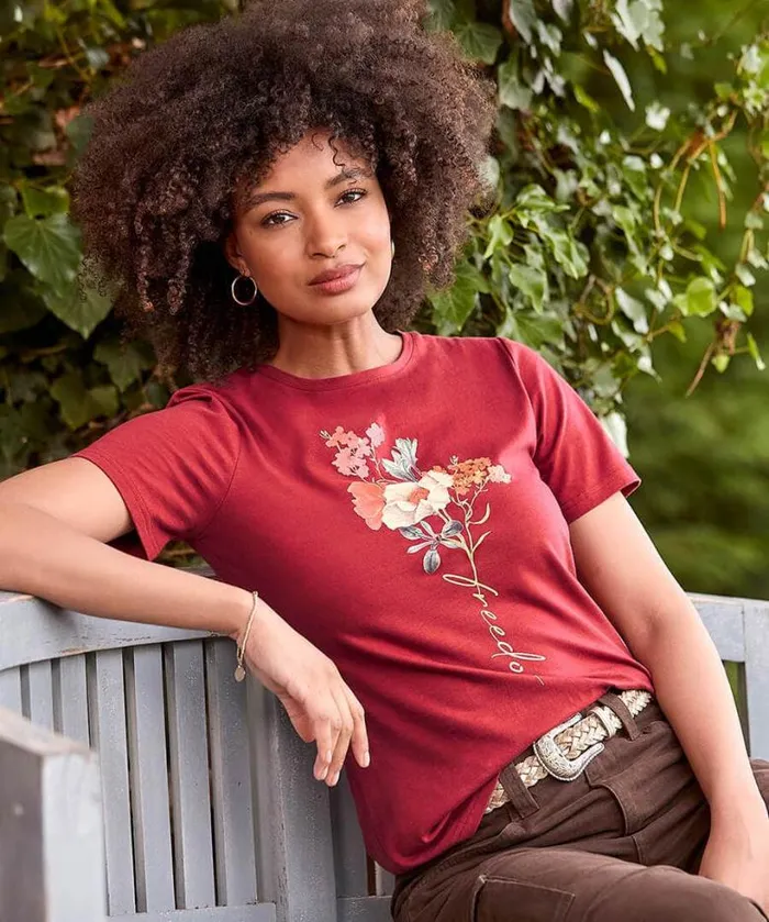 Joe Browns Tops Tunics and Blouses Women Autumn Florals TShirt Berry Joe Browns Tops Tunics and Blouses Women Autumn Florals TShirt Berry